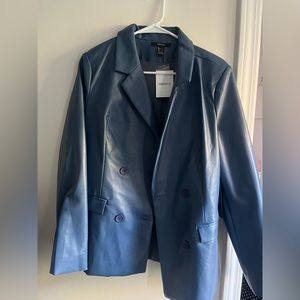 Blue leather blazer!
